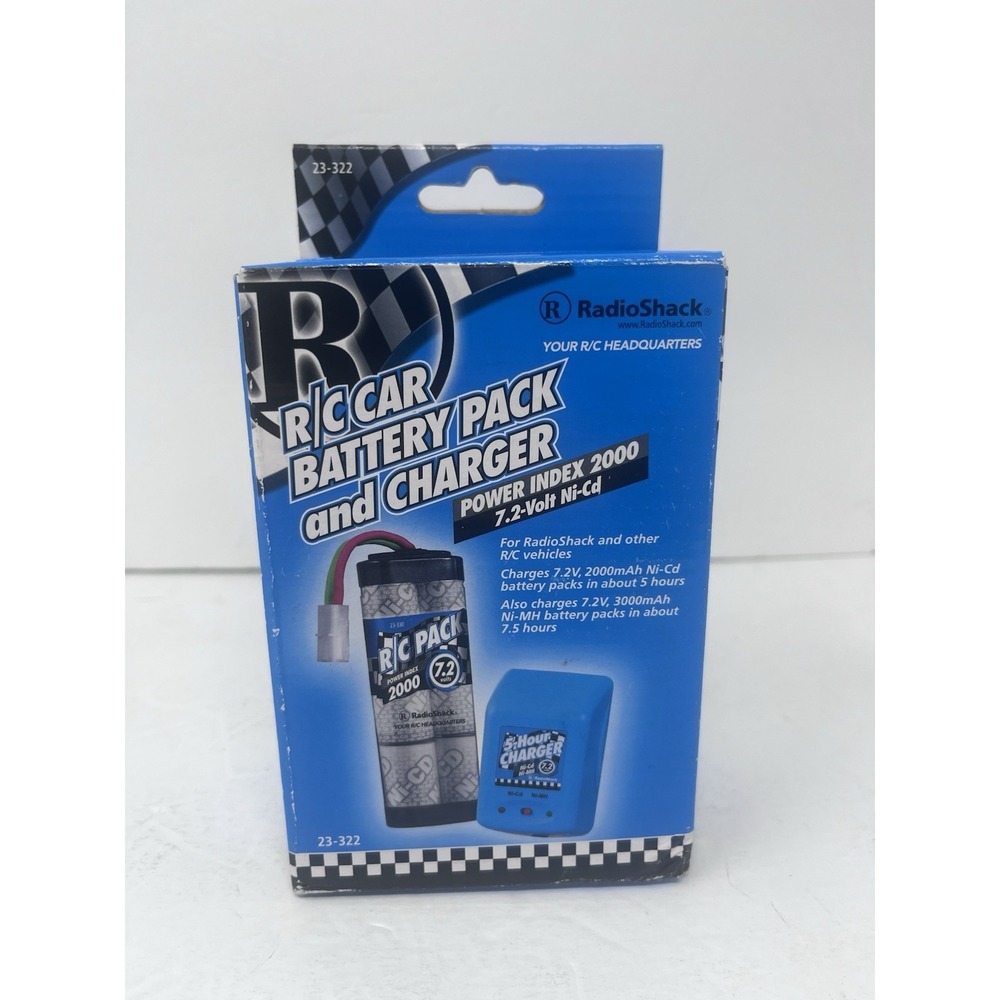 RC Car Battery Pack & Charger Power Index 2000 7.2V Ni-Cd Radioshack 23-322